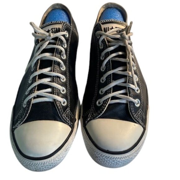 Converse Black Leather Chuck Taylor All Stars - Size 11